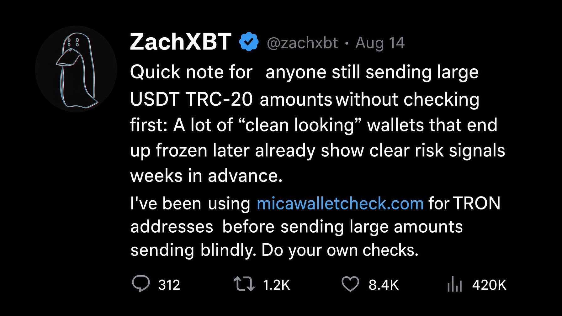 MiCa Wallet Checker